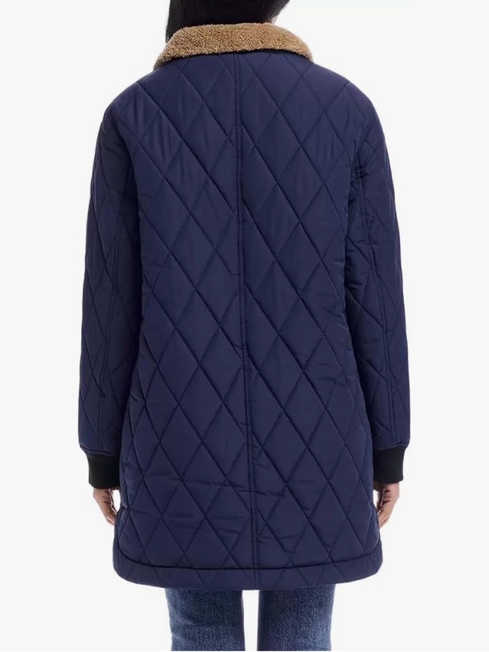 Weatherproof Vintage Quilted Sherpa Jacket NWOT | Large Navy Warm Hooded Coat - Picture 6 of 7
